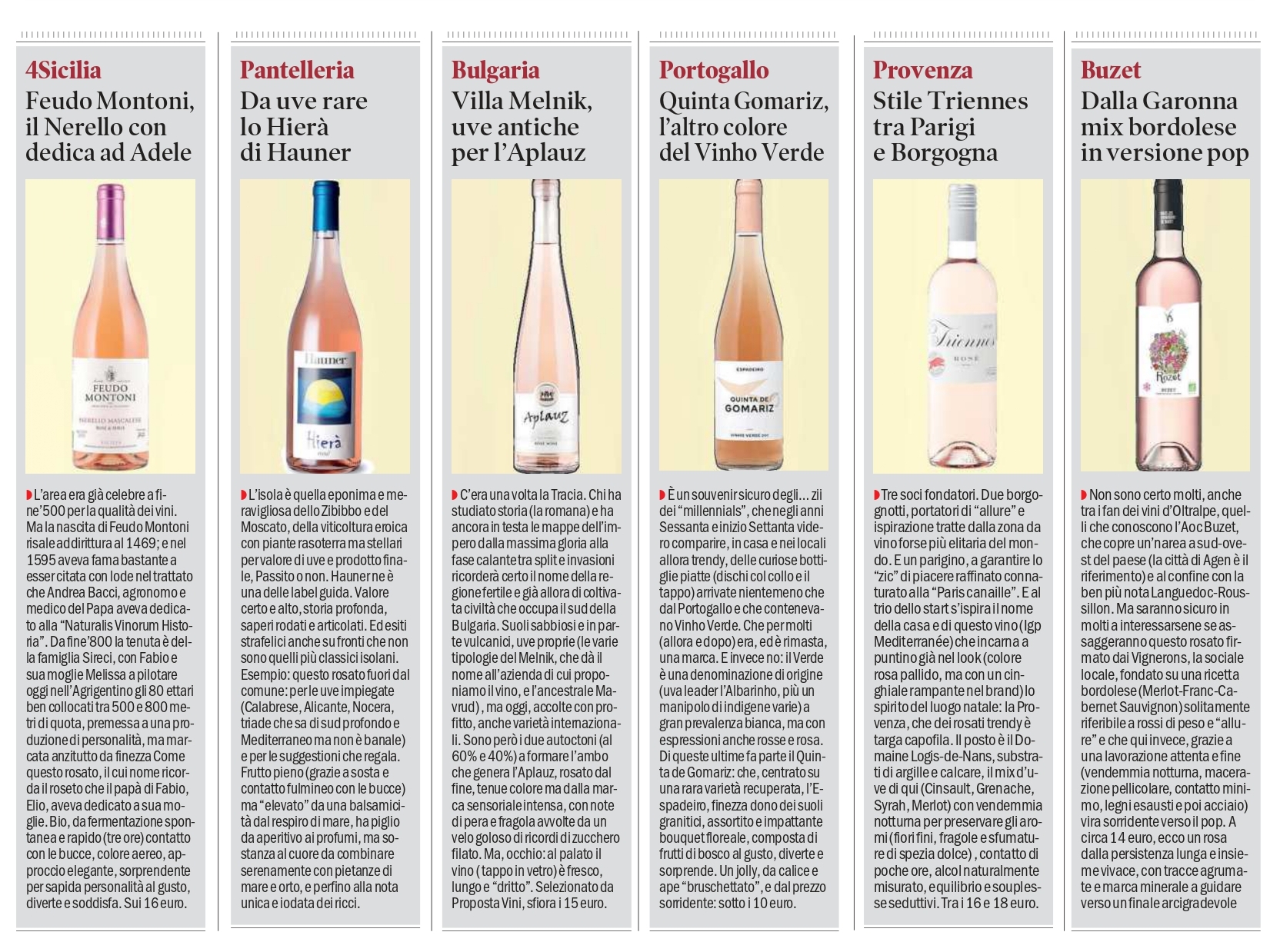 Аплауз Розе в престижни винени каталози в Италия